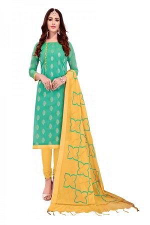 Бирюзовое жаккардовое, хлопковое и шёлковое платье / костюм