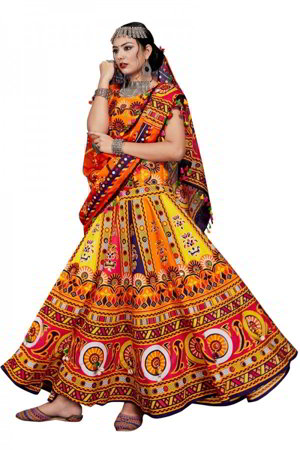 Разноцветный хлопковый индийский женский свадебный костюм лехенга (ленга) чоли
