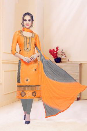 Горчичное и оранжевое шифоновое и хлопковое платье / костюм, украшенное вышивкой