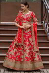 Красный национальный индийский женский свадебный костюм лехенга (ленга) чоли