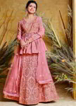 Розовый национальный индийский женский свадебный костюм лехенга (ленга) чоли