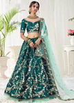 *Зелёный индийский женский свадебный костюм лехенга (ленга) чоли из шёлка, украшенный вышивкой