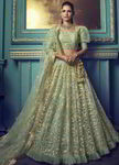 Светло-зелёный национальный индийский женский костюм лехенга (ленга) чоли