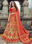 Оранжево-красный национальный индийский женский свадебный костюм лехенга (ленга) чоли, украшенный вышивкой с люрексом