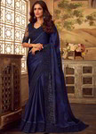 Тёмно-синее вечернее индийское сари