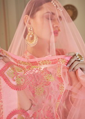 Розовое длинное платье / анаркали / костюм из креп-жоржета