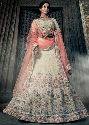 Молочный национальный индийский женский свадебный костюм лехенга (ленга) чоли