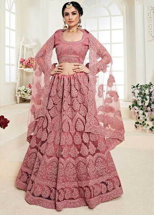 Индийский женский свадебный костюм лехенга (ленга) чоли из фатина