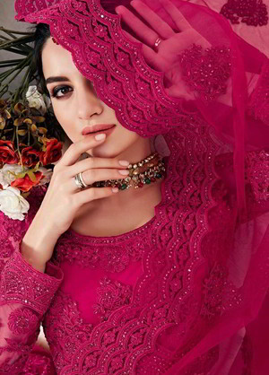 Розовый индийский женский свадебный костюм лехенга (ленга) чоли из фатина