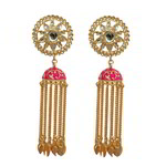 *Золотые индийские серьги из латуни с искусственными камнями