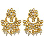 *Молочные и золотые индийские серьги из латуни с искусственными камнями