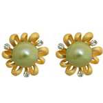 *Золотые латунные индийские серьги со стразами, перламутровыми бусинками