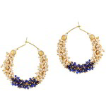 *Золотые латунные индийские серьги с перламутровыми бусинками