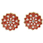 *Бордовые и золотые латунные индийские серьги с искусственными камнями