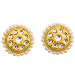 *Молочные и золотые латунные индийские серьги с искусственными камнями