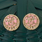 *Золотые индийские серьги из латуни с искусственными камнями, бисером