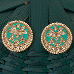 *Золотые латунные индийские серьги с искусственными камнями, бисером