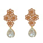 *Коричневые и золотые латунные индийские серьги с перламутровыми бусинками