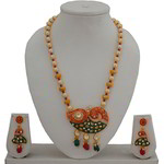 *Бордовый, цвета меди и золотой медный индийский кулон на шею с перламутровыми бусинками