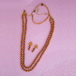 *Молочный, цвета меди и золотой медный индийский кулон на шею с бисером