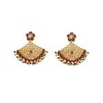 *Золотые индийские серьги из латуни с искусственными камнями