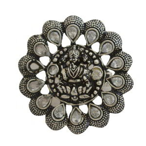 Серебристое и серое латунное женское индийское кольцо со стразами