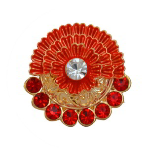 Бордовое и золотое женское индийское кольцо из латуни со стразами
