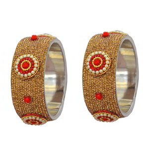 Бордовый и золотой латунный индийский браслет со стразами, перламутровыми бусинками