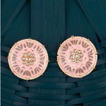 *Золотые индийские серьги с искусственными камнями, перламутровыми бусинками