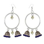 *Серебристые индийские серьги с бисером, перламутровыми бусинками