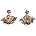 *Золотые индийские серьги из латуни со стразами, искусственными камнями