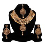 *Бежевое, коричневое и золотое индийское украшение на шею со стразами