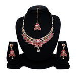 *Золотое и розовое индийское украшение на шею со стразами