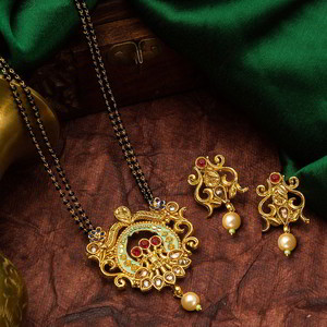 Мангалсутра - позолоченное свадебное индийское ожерелье + серьги