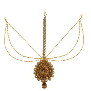 Цвета меди, коричневое и золотое медное индийское украшение на голову (манг-тика) с искусственными камнями, перламутровыми бусинками