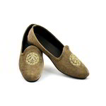 Коричневые мужские моджари, украшенные вышивкой люрексом