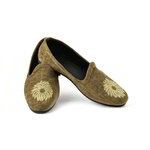 Оливковые мужские моджари, украшенные вышивкой с люрексом