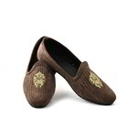 Коричневые мужские моджари, украшенные вышивкой с люрексом