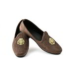 Коричневые мужские моджари, украшенные вышивкой с люрексом