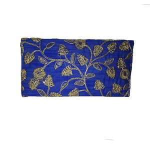 Синяя шёлковая женская сумочка-клатч с бисером, пайетками