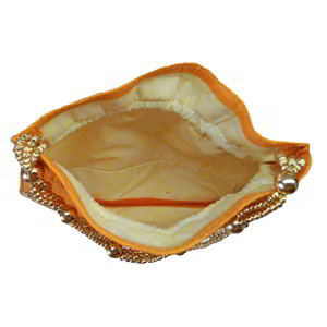 Оранжевая сумочка-мешочек из шёлка-сырца