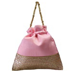 Розовая шёлковая сумочка-мешочек