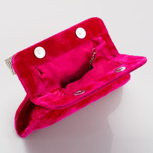 Розовая бархатная женская сумочка-клатч со стразами