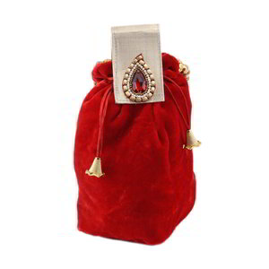Бордовая и красная бархатная сумочка-мешочек