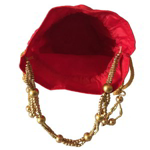 Бордовая и красная сумочка-мешочек из хлопка с шёлком, украшенная вышивкой с пайетками