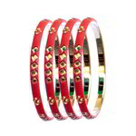 *Бордовый латунный индийский браслет с искусственными камнями