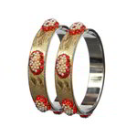 *Бордовый и золотой латунный индийский браслет со стразами, искусственными камнями