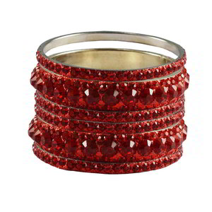 Набор браслетов (6 шт.) из латуни, с красными стразами