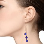 *Золотые и синие индийские серьги из латуни с перламутровыми бусинками