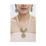 *Молочные и золотые индийское украшение на шею с искусственными камнями, перламутровыми бусинками